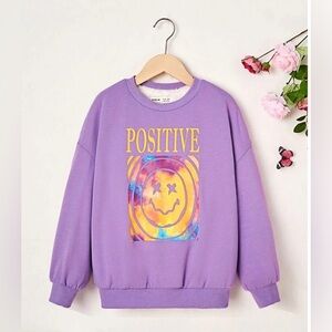 SHEIN Cute purple smiley positive sweatshirt